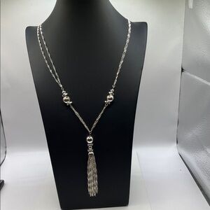 Liz Claiborne Silver-Tone Multi-Chain Tassel Necklace 36”